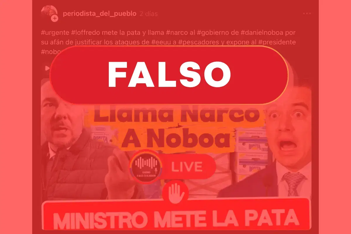 Loffredo no llamó narco al Gobierno de Noboa, es falso