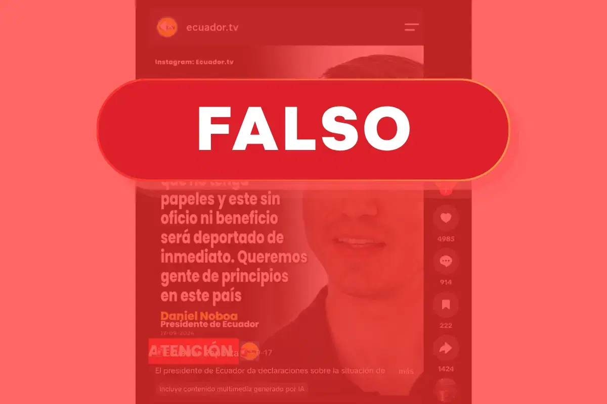 Falso anuncio de redadas contra venezolanos atribuido a Daniel Noboa