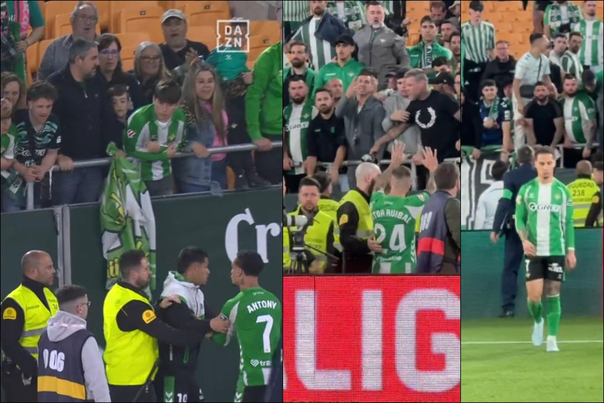 Antony se encaró tras el partido con varios aficionados del Betis