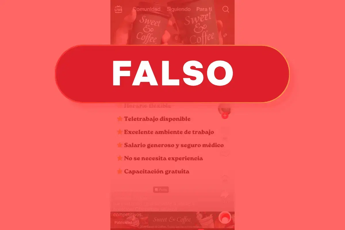 Falsa oferta de empleo usa logo de Sweet & Coffee en TikTok