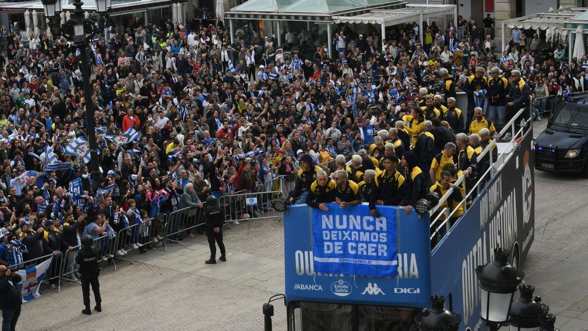 Celebración del ascenso del Deportivo en María Pita