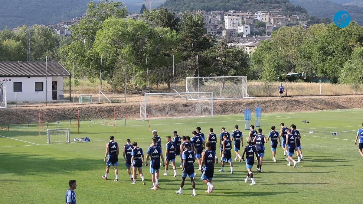 El Real Zaragoza se entrena en Boltaña con intensidad