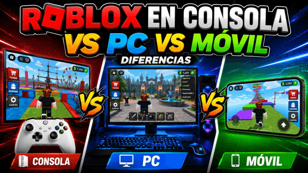 Diferencias de jugar Roblox en consola, PC y móvil
