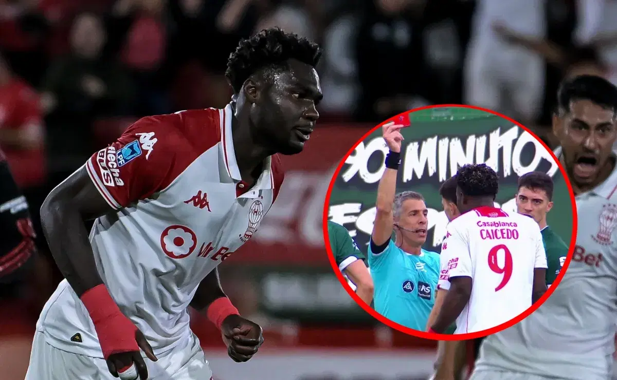 ¡Jordy Caicedo pegó un cabezazo a un rival y se fue expulsado con Huracán!