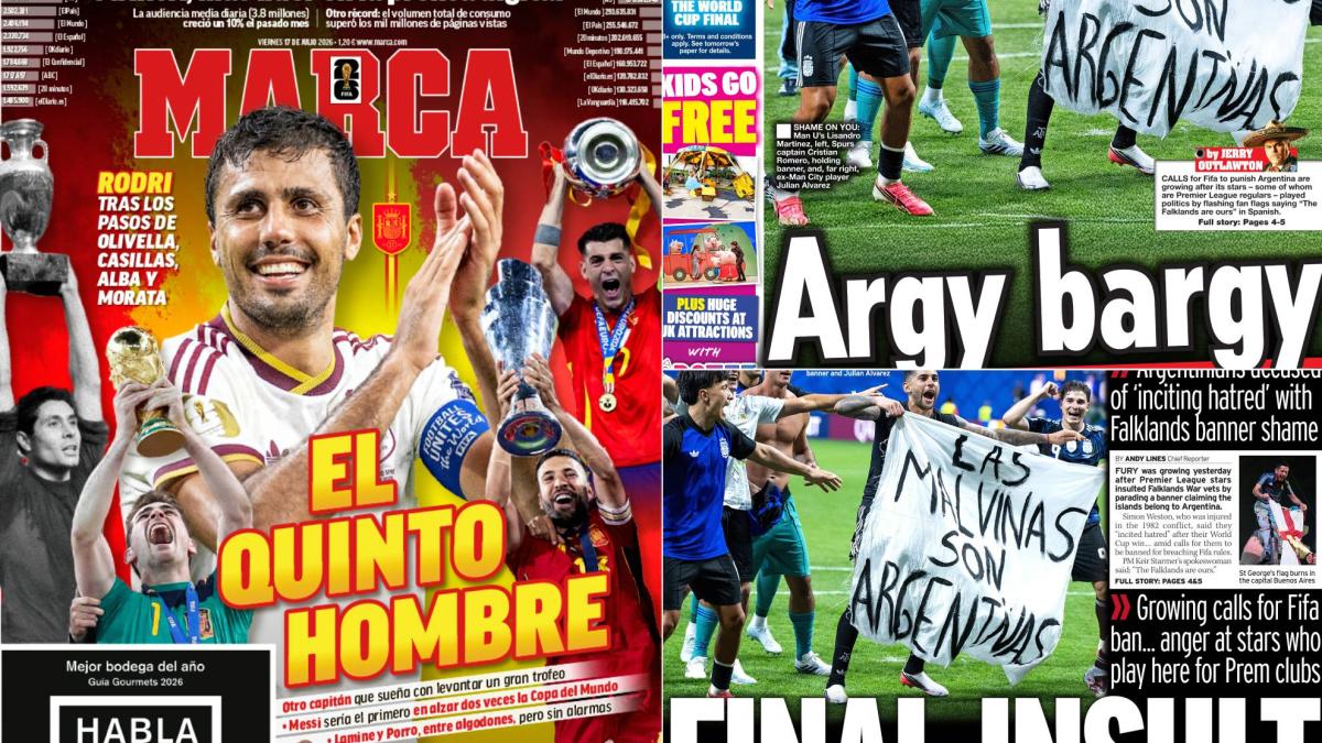 Las portadas: la prensa inglesa, muy cabreada con la pancarta de los jugadores argentinos