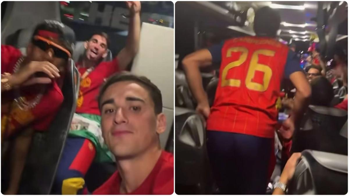 ¡Al ritmo de Nuevayol! Gavi, Lamine y Fabián en los festejos en el bus