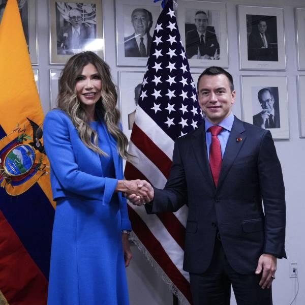 Noboa y Kristi Noem conversan sobre narcoterrorismo en la ONU